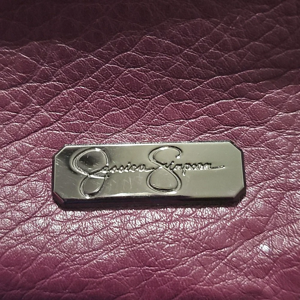 Jessica Simpson Burgundy Plum Faux Leather Satchel Shoulder Bag